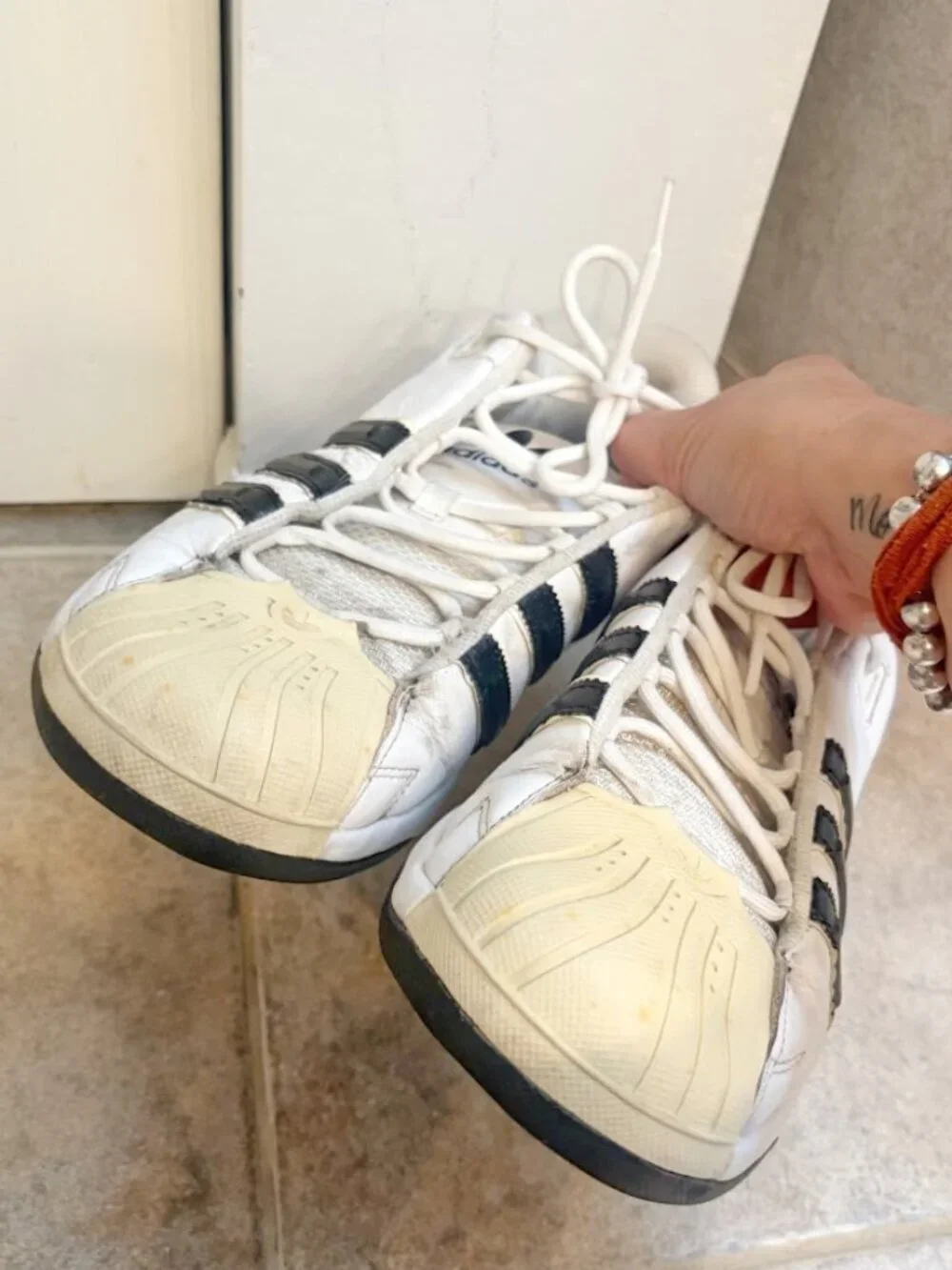 Adidas Superstar Leather Vintage Lace Up Low Top Shell Toe Sneakers